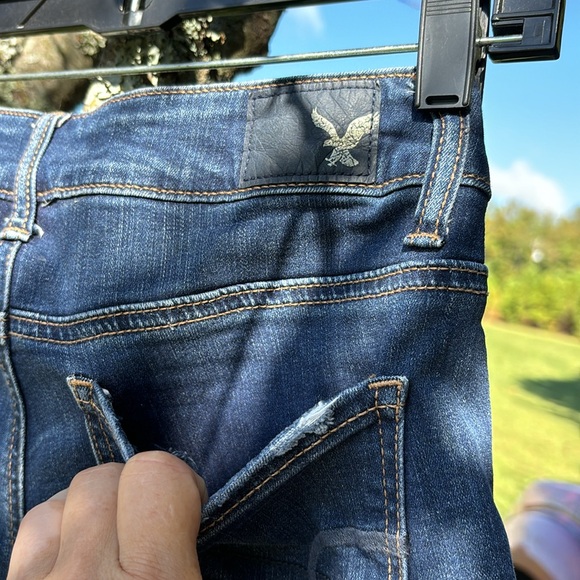 American Eagle Outfitters Super Stretch Hi-Rise Shortie AEO Denim Jean Shorts 2 - Picture 8 of 16